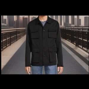 Men’s Button Down Multi Pocketed Utility Lightweight Lined Jacket W/A Collar